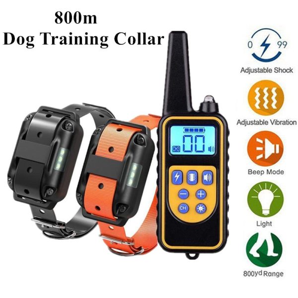 800m Electric Dog Training Collar Waterproof Pet Remote Control Rechargeable training dog collar with Shock Vibration Sound 12