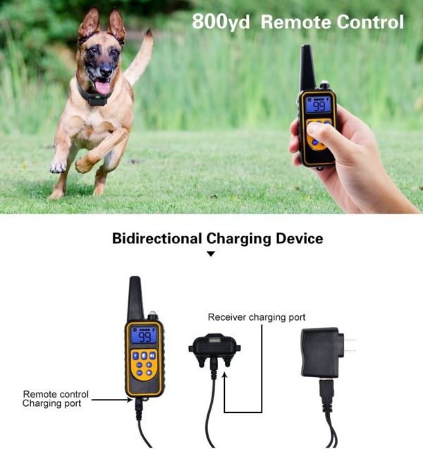 800m Electric Dog Training Collar Waterproof Pet Remote Control Rechargeable training dog collar with Shock Vibration Sound 5