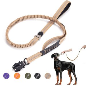 Durable Training Nylon Tactical Dog Leash With Reflective Streak And Car Seat Belt Buckle 1