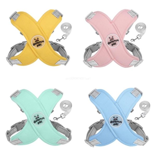 Colete para animais de estimação sem puxões com argola em D de metal sólido para cães pequenos e médios arneses reflexivos sem estrangulamento com trela 1