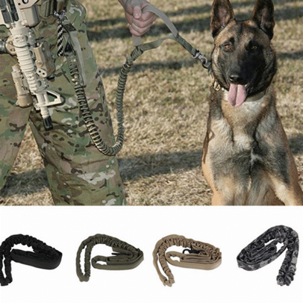 Army Tactical Dog Training Leash Nylon Bungee Leashes Pet Military Lead Belt 1