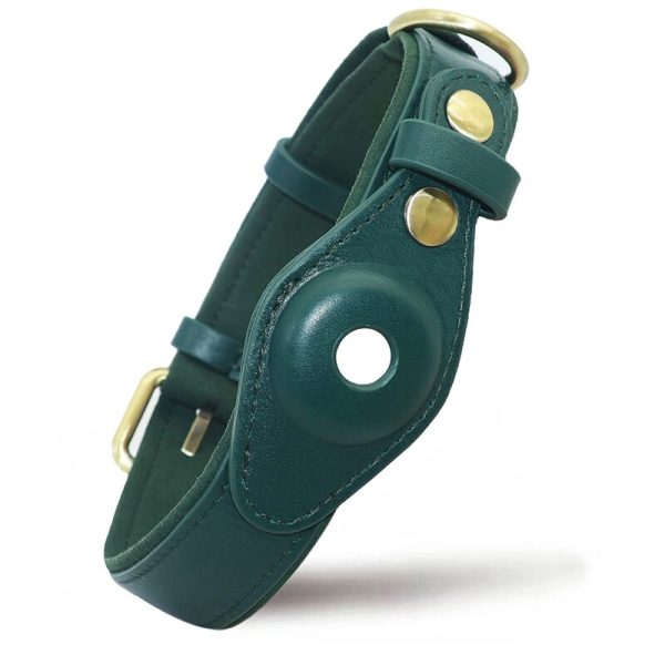 Coleira Airtag para cachorro de couro genuíno de luxo anti-perda coleira de animal de estimação 4 Coleira Airtag para cachorro de couro genuíno de luxo anti-perda coleira de animal de estimação 4