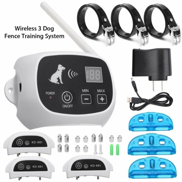 1/2/3 Wireless Electric Dog Pet Fence Shock Collar System Waterproof Transmitter 100g2280 1