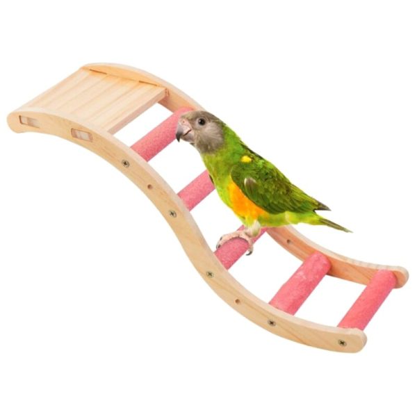 Parrot Perch Climbing Ladder Wood Platform Bird Stand Sanded Stairs Chew Toy for Small Medium Birds Easy to Install 3